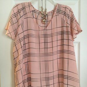 XL Elle Loose Flowy Pink & Black Tunic Top